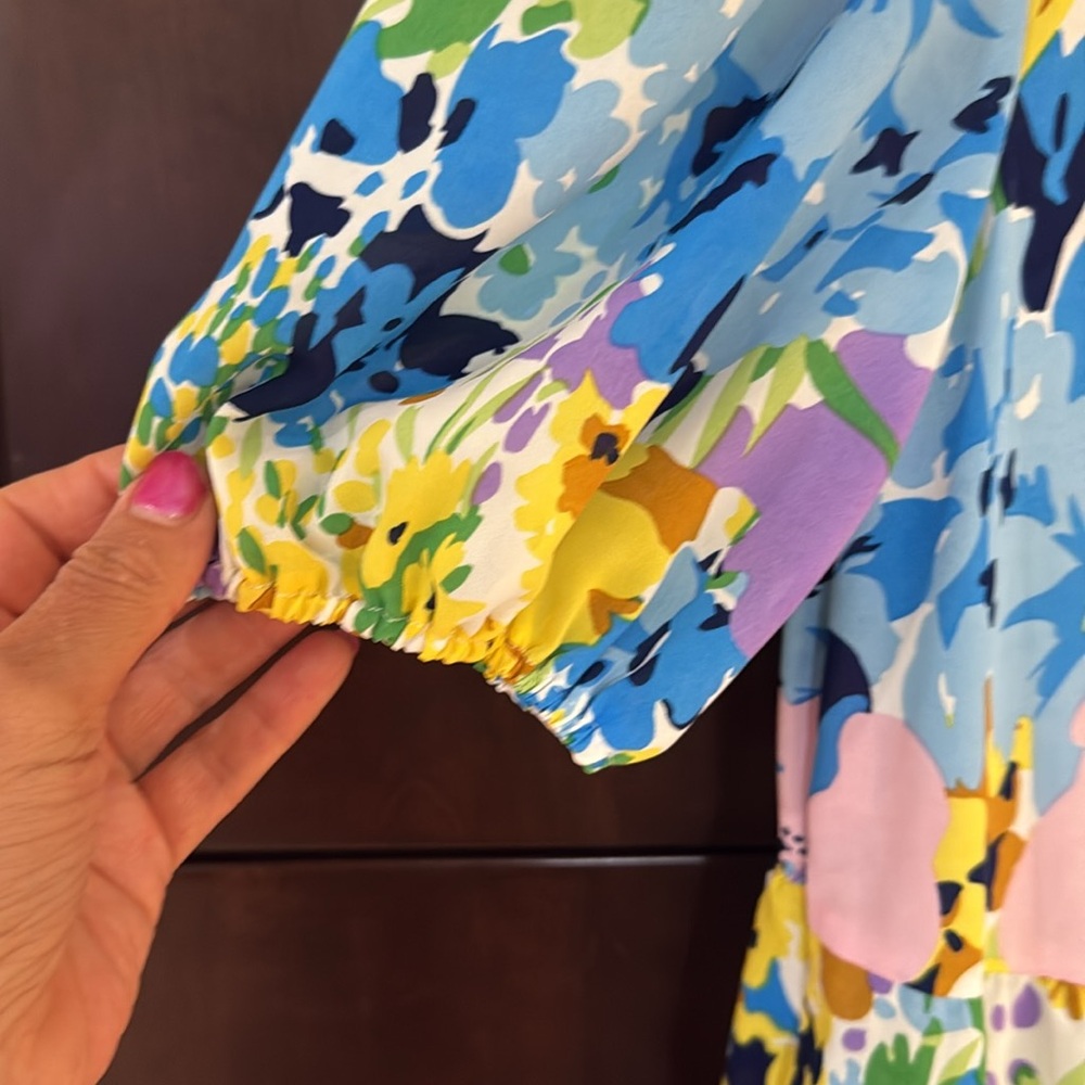 SHEIN Bright floral short sleeve babydoll dress multicolor Size Small - Picture 6 of 9